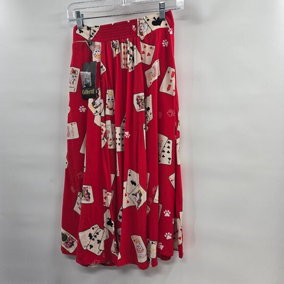 Collectif Megan Cat Red Crouper Playing Cards Swing Skirt Size 2 - Picture 9 of 11
